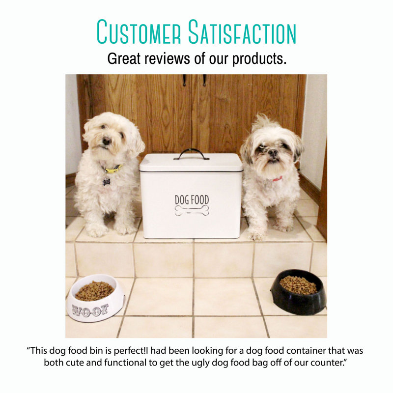 Orders white dog food container